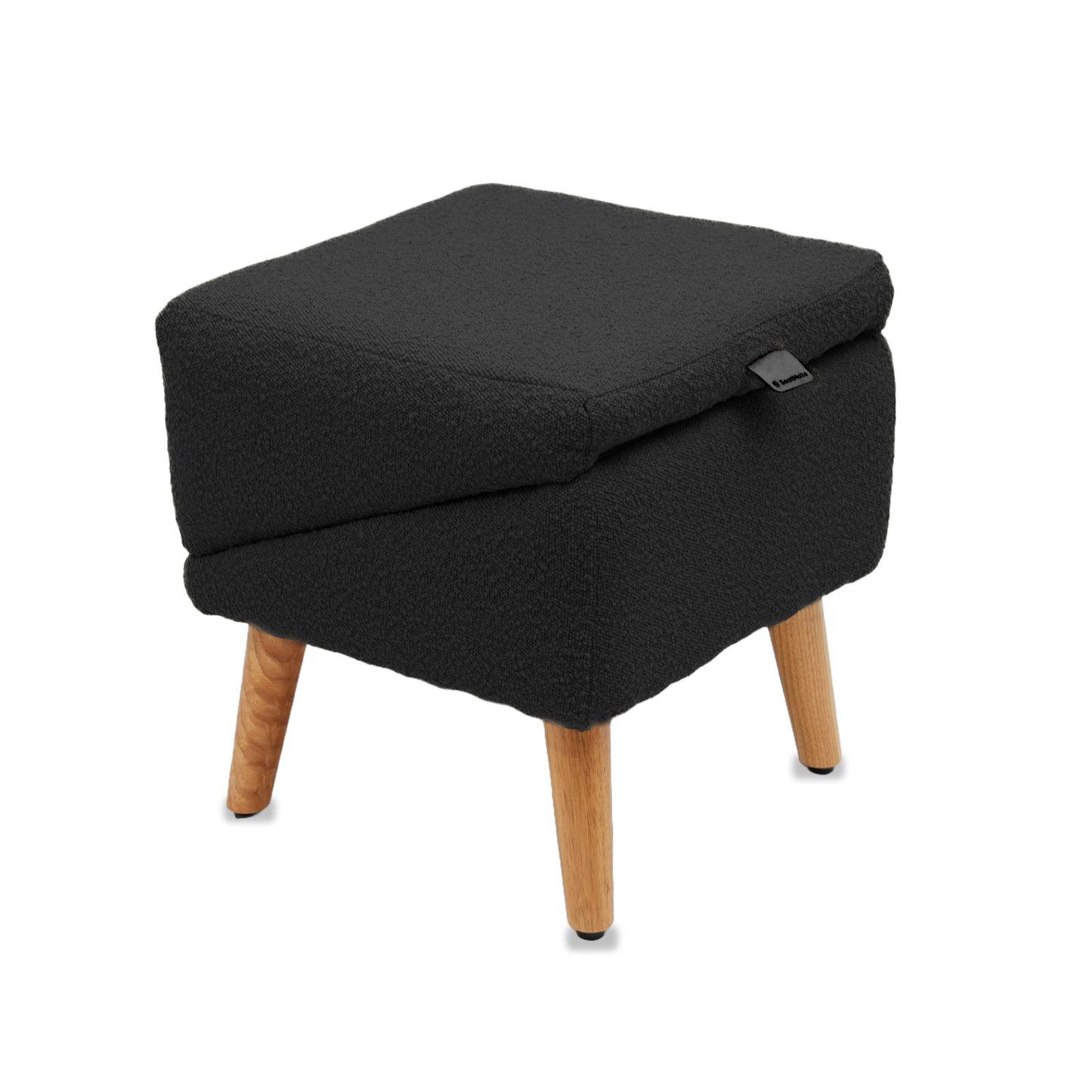 Split Ottoman Dog Ramp: Black Chunky Boucle