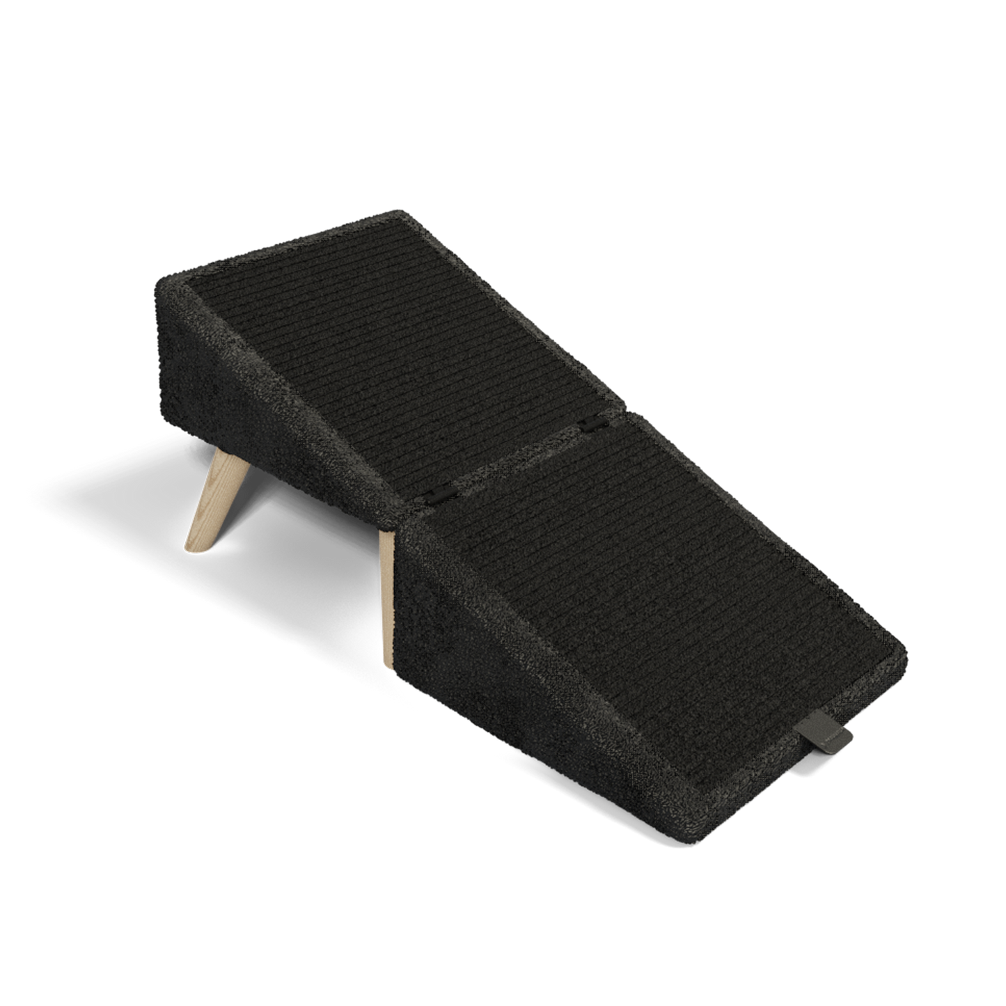 Split Ottoman Dog Ramp: Black Chunky Boucle