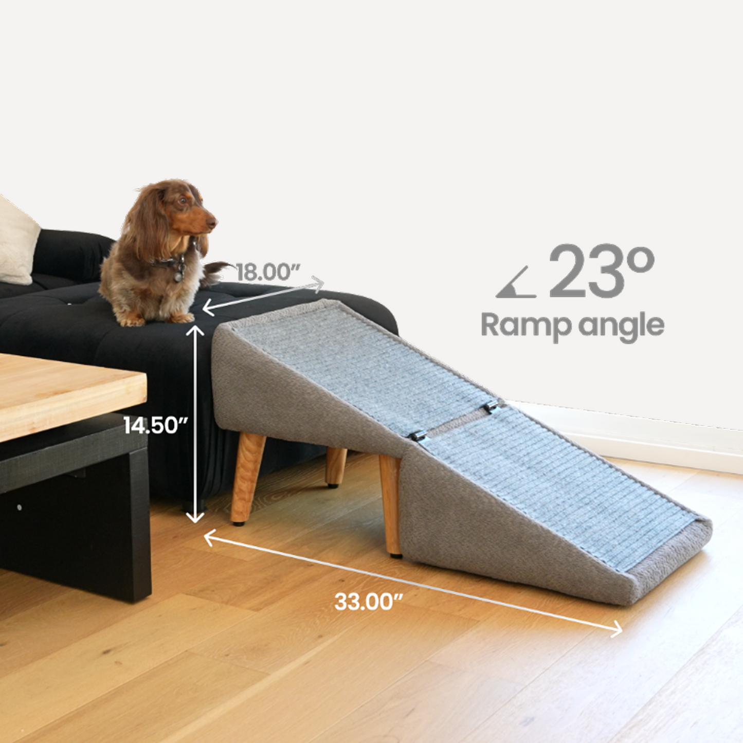 Split Ottoman Dog Ramp: Grey Chunky Boucle