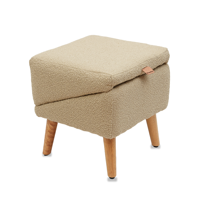 Split Ottoman Dog Ramp: Tan Chunky Boucle
