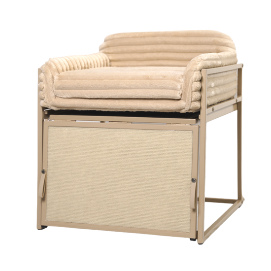 Pet Office Chair: Cream Faux Fur