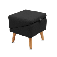 Split Ottoman Dog Ramp: Black Chunky Boucle