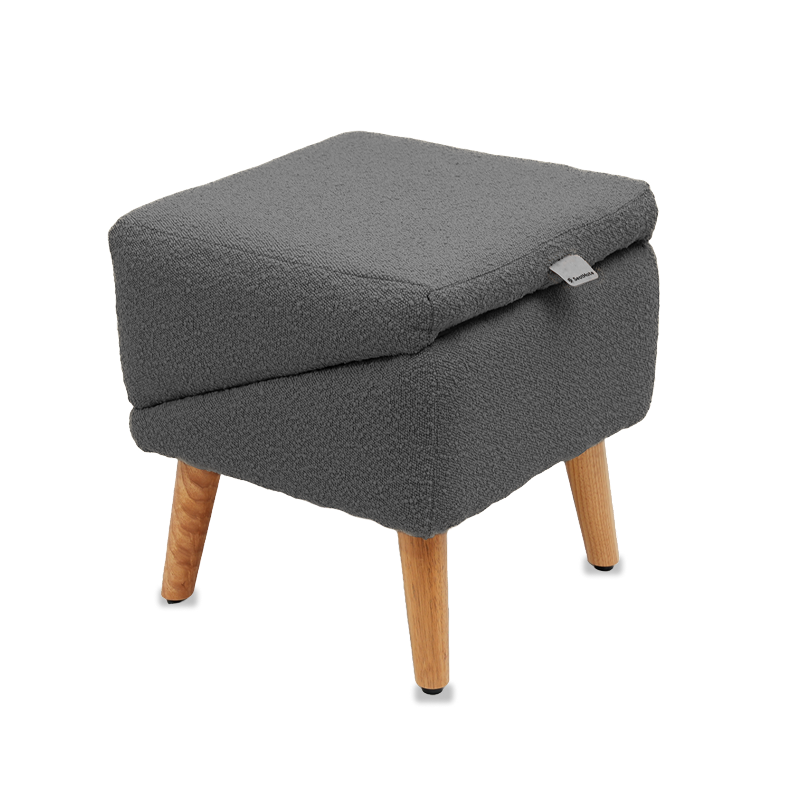 Split Ottoman Dog Ramp: Grey Chunky Boucle
