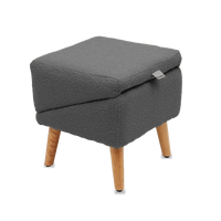 Split Ottoman Dog Ramp: Grey Chunky Boucle