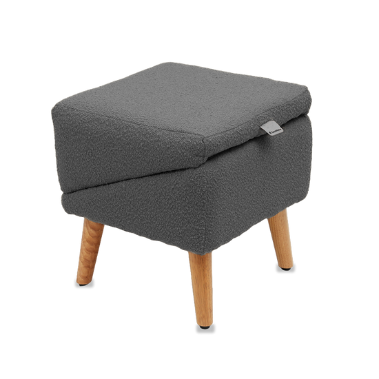 Split Ottoman Dog Ramp: Grey Chunky Boucle