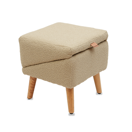 Split Ottoman Dog Ramp: Tan Chunky Boucle