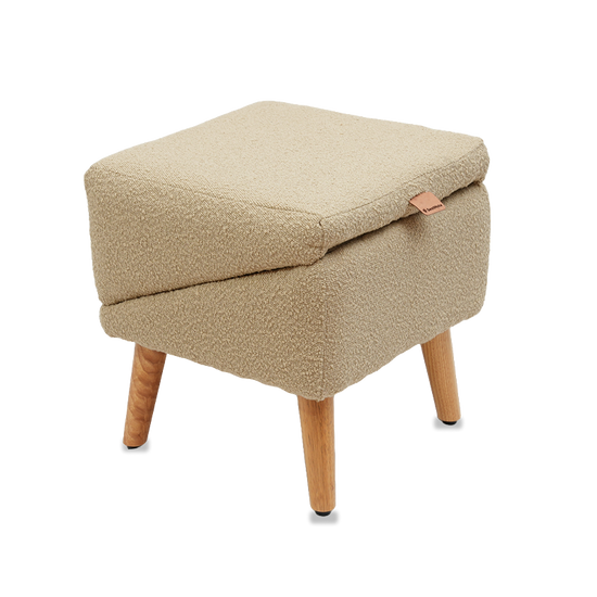 Split Ottoman Dog Ramp: Tan Chunky Boucle