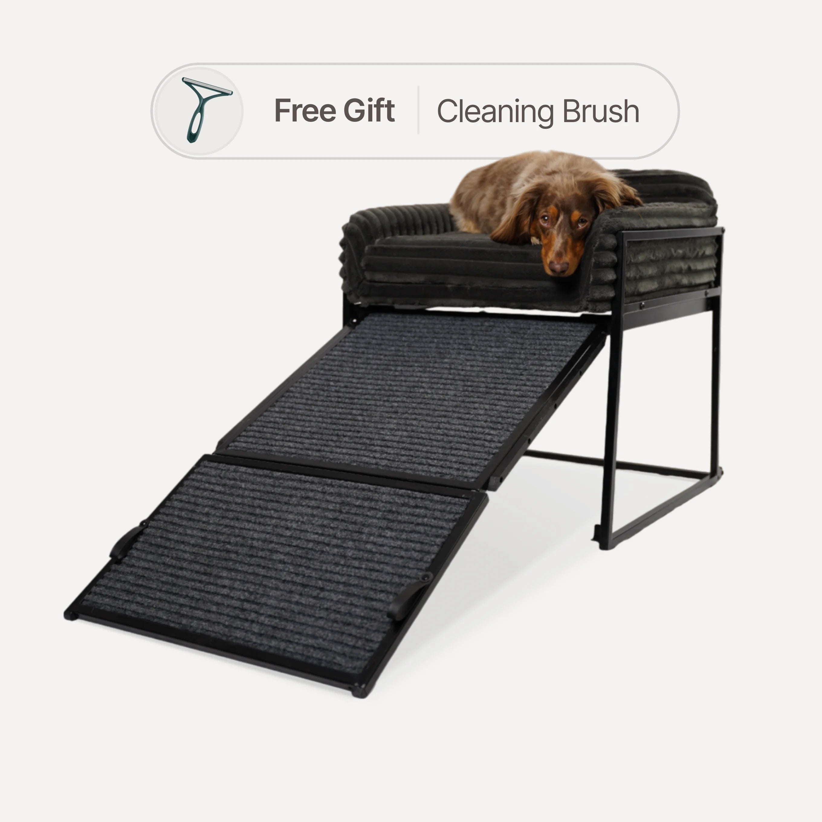 Pet office chair in black faux fur fabric
