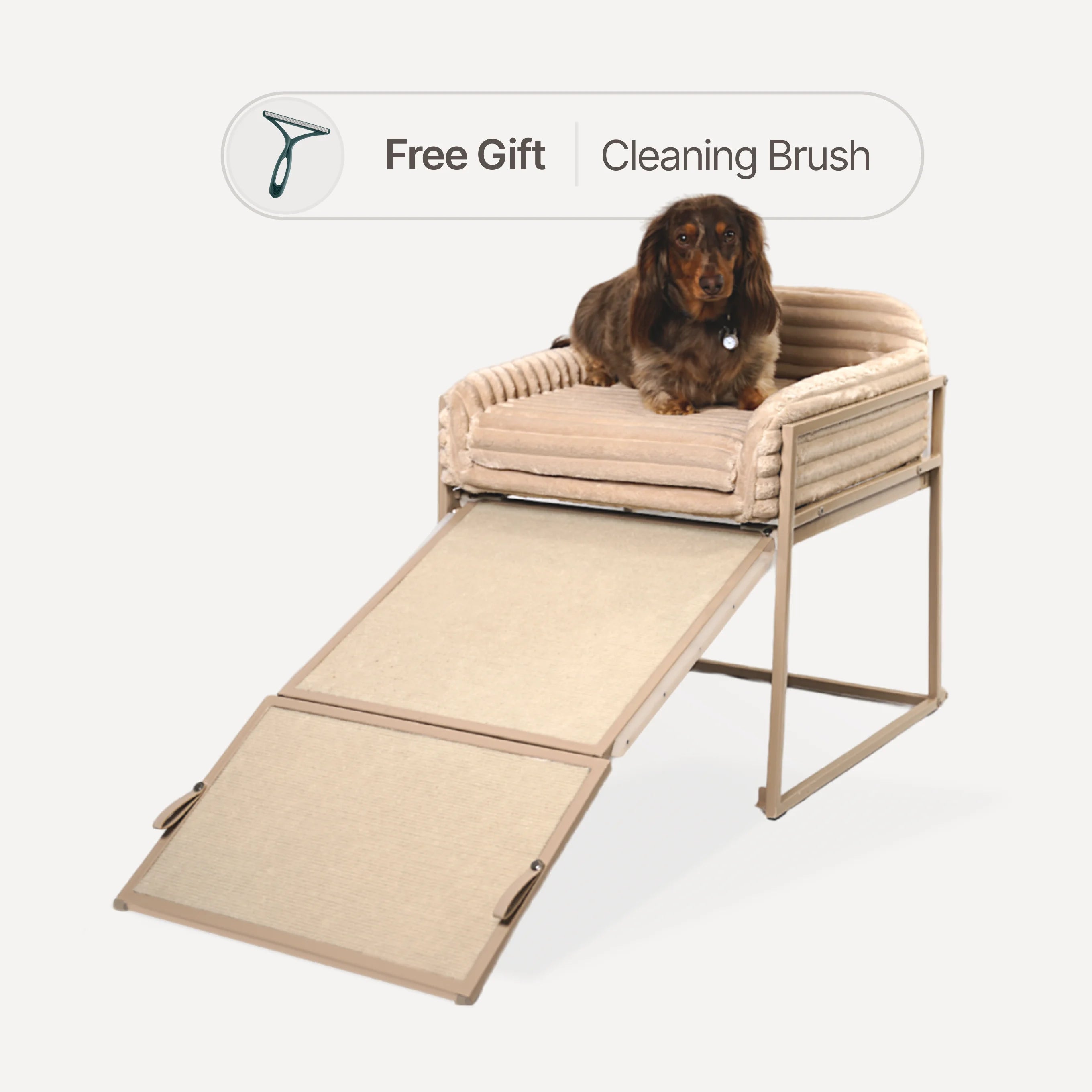 Pet office chair in cream faux fur fabric