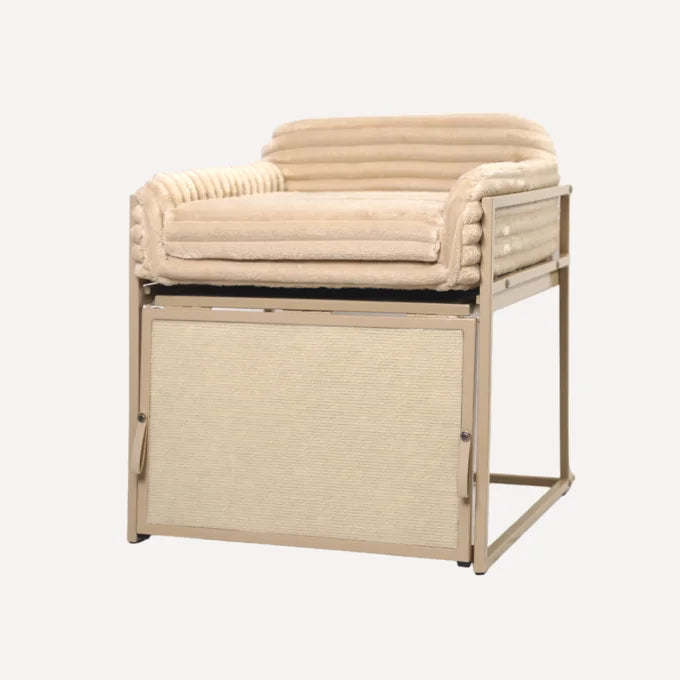Pet Office Chair in Cream Faux Fur - Side View
