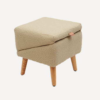 Pet Seatmate Ottoman Ramp in Tan Boucle - Closed View
